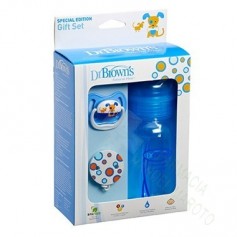 DR BROWNS SET BIBERON +BROCHE +CHUPETE AZUL